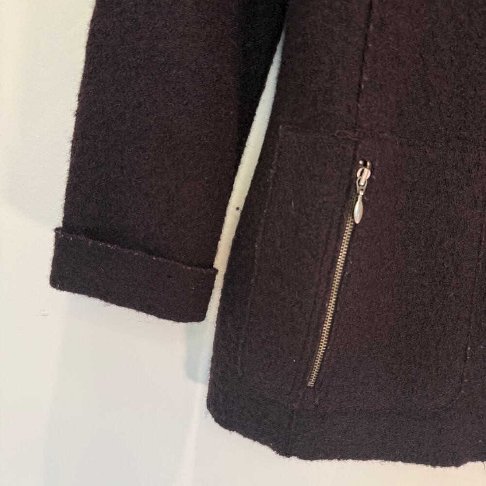100% Wool Jacket Women's Small Chocolate Brown Button Up Pockets Vintage 90s - Picture 7 of 10